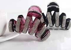 Black Large Fancy Rhinestones Hair Clamp Claw Clips Elegant Crystal Jaw Women