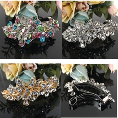 Hot USA seller beautiful silver tone rhinestone crystal hair clip barrette 1414w