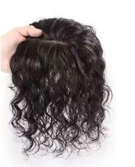 4″x4.7″Hand Tied 100% human hair Curly hair topper With/No Bang for women 12″