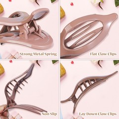 CHANDAT Flat Hair Clip 6 pcs Lay Down Claw Clips 1 Count (Pack of 6), Gloss