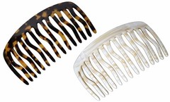 French Amie Handmade Large Tokyo and Ivory Celluloid 15 Teeth Side Hair Comb
