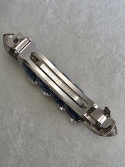 Vintage Delsol Made In France Blue Denim Rhinestone Barrette Hair Clip 3.5″