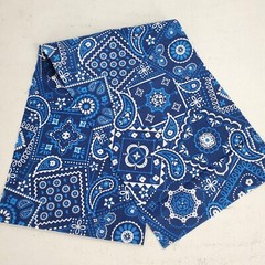 Handmade Women’s Scrunchies size XL Blue Cotton Fabric Bandana Print New
