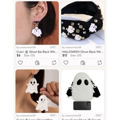 Halloween Ghost Rhinestone Pearl Black White Spooky Season Glam Headband