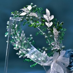 Bridal Headpiece for Wedding Hair Accessories Rhinestone Headband Green