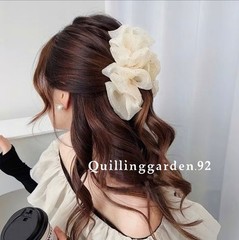 Luxury Oversized Chiffon Flower Hair Claw Clip for Women Elegant Bridal Wedding
