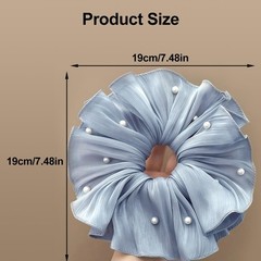 3Pcs Flowing Satin Scrunchies for Women Big Scrunchie with Pearl Pleated Sati…