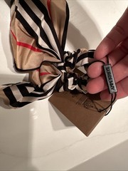 Burberry Icon Stripe Silk Scarf Scrunchie Hair Accessory New with Tag