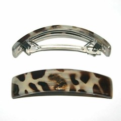 Delsol Barrette Hair Clip Spot Animal Print Iridescent Brown New Made in France