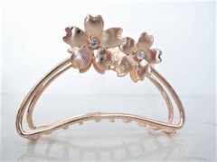 Bronze rose gold silver tone metal hair claw clip with crystals and flowers