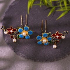 Chinese Style Cloisonne Hairpin Pair New Chinese Guochao Hanfu Hair Accessory