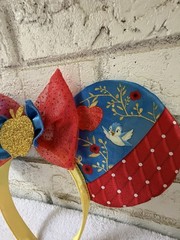 Disney Princess Snow White Mickey Mouse Ears Bow Glitter Satin Headband
