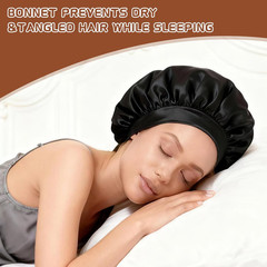 2Pcs Satin Hair Bonnets,Silk Bonnet for Sleeping, Soft Elastic Band Silk Sleep C