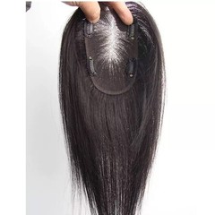 3.5″x5.5″Thin Swiss Free Part 100% Human Hair Topper for Women Clip in 10″~12″