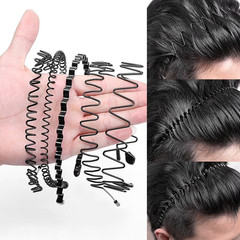 Metal Hair Band for Men Headband Bands Unisex Black Wavy Spring Outdoor Sport…
