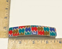 Vintage Knit Fabric Print Folk Stripe Plastic Barrette Hair Clip Made in France