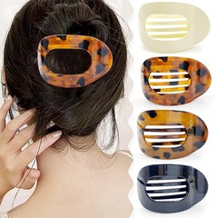 BIDEX 4 PCS Flat Hair Clips, Round Claw Clips for Women and Multicolor