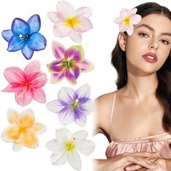 7PCS Hawaiian Flower Hair Clips for Women, 1 Count (Pack of 7), Multicolor