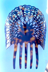 Large Hair Comb Faux Tortoise Shell From Spain 6.5 x 7 inches Flamingo Dancer