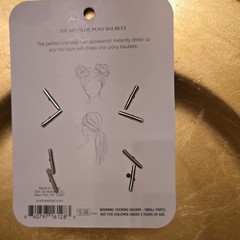 Kristin Ess Metallic Pony Baubles Hair Tie Set Gold Decorative Accessories NEW