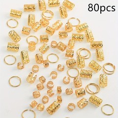 80pcs Dreadlock Hair Beads Alloy Braid Cuffs Loc Jewelry Hair Accessories