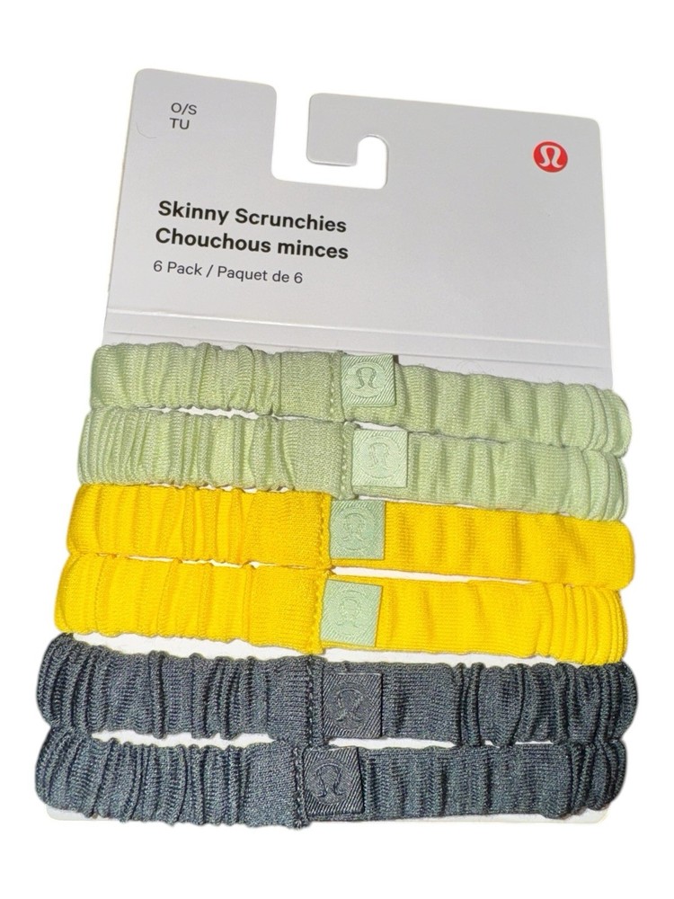 Lululemon Skinny Scrunchies 6 Pack Heritage Brown Lemon Obsidian NWT