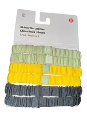 Lululemon Skinny Scrunchies 6 Pack Heritage Brown Lemon Obsidian NWT