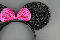 Black sparkle minnie mouse ears headband ear hair band costume mickey sparkly