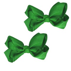 2 PCS 3 Inch Kelly Green Grosgrain Hair Bow For Little Girls Hair Accessory