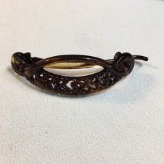 Vintage Hair Clip Barrettes 4″ Tortoise Brown Italy