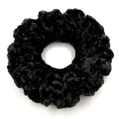 Sparkle Black Crochet Velvet Scrunchies, Durable, Soft Polyester