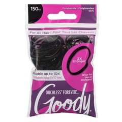 Goody Ouchless Black Polybands 150 Ct – Reusable & Versatile for All Hair Types