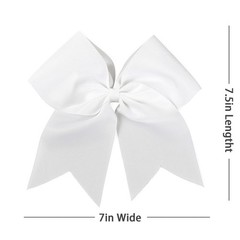 7 Inch Jumbo Solid Color Bows Alligator Hair Clips Girls Women White