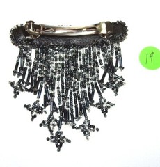 3.5″ Handmade Beaded Barrette w 3″ trailing Star Fringe French Clip Closure #19