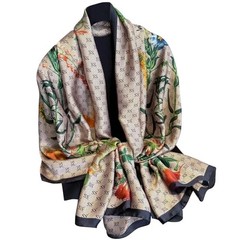 Silk Scarf Shawl for Women Lightweight Floral Satin Scarf Trendy