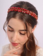 Red Teardrop Rhinestone Crystal Headband Simple Wedding Hair Accessories