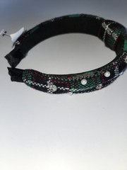 Green Plaid Flannel With Knot Headband Womens Girls With Faux Pearls And Bling
