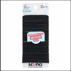 Scunci Effortless Beauty Medium hold No-damage Elastics Black 32ct