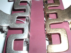 New Sunday State Large Art Deco Matte Silver and Gold 3.5″ Hair Claw Clips NWT
