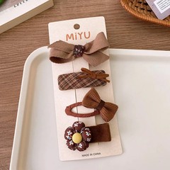 Korea Fashion Coffee Warm Color Basic Snap Baby Hair Drop Clips Wool Knit Hair C