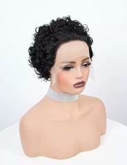 1cmx13cm Lace Frontal 100% Human Hair Wavy Pixie Cut Full Wig for Women,9 colors