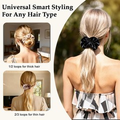 Velvet Scrunchies for Women – 8PCS Neutral Large Hair Ties – Black, Blonde, Dark