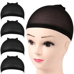 4PCS Black or Brown Nylon Wig Caps for Cancer Church Golf House Women – NEW