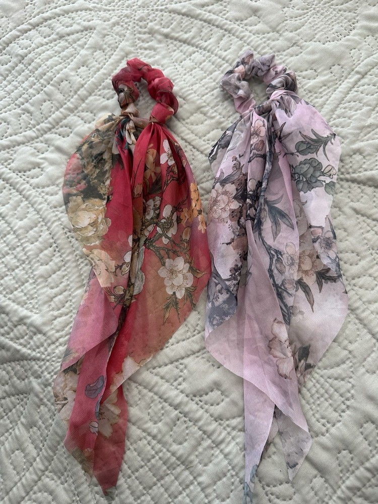 Chiffon Floral Hair Ties Set Of 2