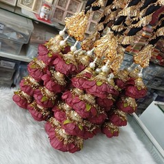 Rose Design Paranda,Choti Decoration,Punjabi Paranda,Braid accessories (Maroon)