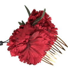 DOLCE & GABBANA Hair Comb Red Silk Floral Gold Brass Women Accessory RRP 1850usd