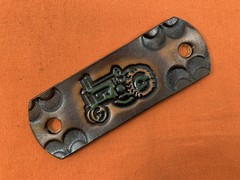 2 Leather Hair Barrettes w Sticks, Ponytail, Farm Tractor Green Handcrafted #248