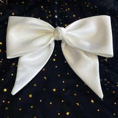 Wholesale Super Big White Bowknot Hair Clip Solid Color Glossy Satin Ribb