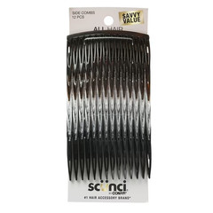 Scunci Plastic Side Hair Combs, Black, Clear, and Tortoise Shell, 12 Ct