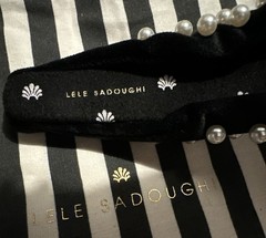NWT $150 Lele Sadoughi Knotted Headband Crown Velvet Pearl Hair Fit Preppy Party